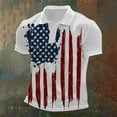 thumbnail image 2 of Men's Polo Shirts Summer Flag Printed Short Sleeve Button Up Collared Tops Casual Sport Breathable Workout Mens Dress Shirts White L, 2 of 3