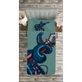 thumbnail image 3 of Ambesonne Octopus Quilted Bedspread Set 2 Pcs, Tentacle with a Microphone, Twin Size, Teal Pink, 3 of 3