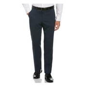 PERRY ELLIS PORTFOLIO Mens Navy Flat Front, Tapered, Patterned Classic Fit Performance Stretch Pants W29L32