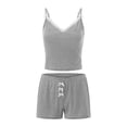 thumbnail image 2 of Michellecmm Women Striped Pajama Set, Lace Trim V-neck Camisole with Bow Shorts Sleepwear Loungewear, 2 of 9