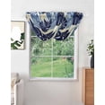 thumbnail image 2 of Waterfall Valances for Windows, Blue Palm Leaves Kitchen Sheer Valance Curtains, Farmhouse Summer Beige Tropical Plants Rod Pocket Elegant Swag Valances for Living Room Bedroom, 47.2"x38.5", 3 Panel, 2 of 8