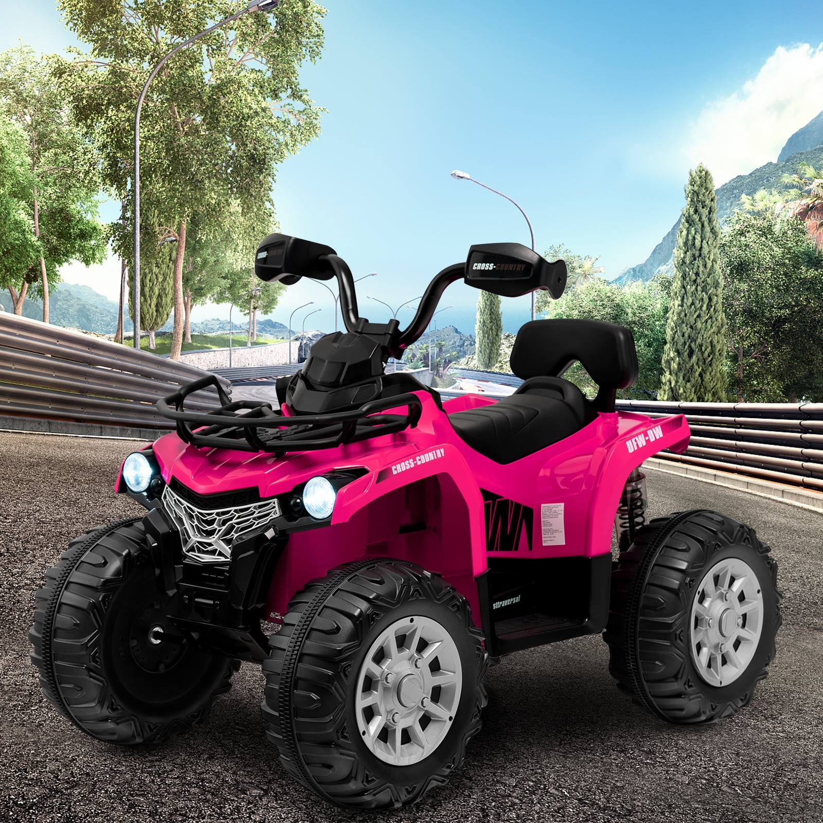 Infans 12V Kids Ride On ATV Electric 4-Wheeler Quad 2 Speeds w/ Mp3 & Headlights Pink