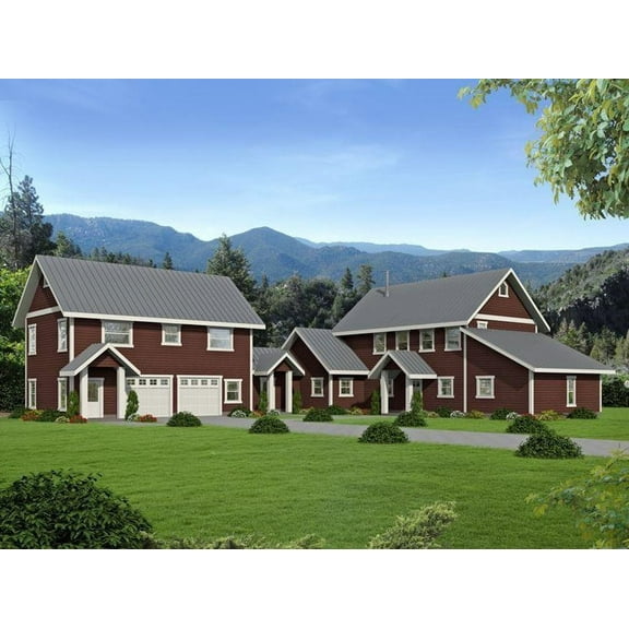 001-3383: Northwest Multifamily 5 Bed, 4 Bath Luxury Home Plan, 3678 Sq Ft: Full Blueprints with License to Build by Home Plan Marketplace - Lesuto