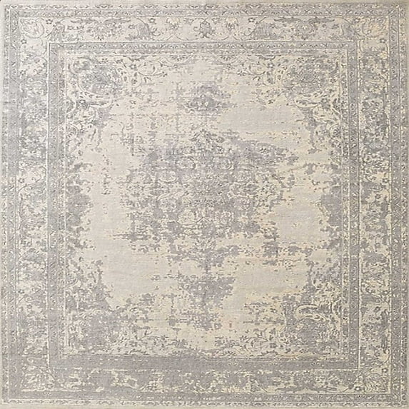Ahgly Company Indoor Square Mid-Century Modern Rose Gold Pink Oriental Area Rugs, 7' Square