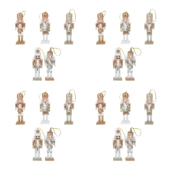 PartyKindom Golden Wooden Nutcracker Ornaments, Fine Workmanship, Desktop and Tree Decor, 4Pcs