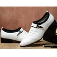 thumbnail image 3 of Men Wedding Slip On Loafers Shoes Formal Office Work Faux Leather Pointed Toe Shoes, 3 of 4