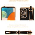 thumbnail image 2 of Designed for Galaxy A52/A52S 5G Case with Wristband,Plating Edge Love Hearts Pattern Hand Strap Finger Holder Kickstand Case,Soft Shockproof Cover for Girls Women,Black, 2 of 12