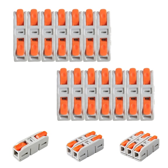 20PCS Mini 1 in 1 Out Lever Wire Connectors, 24-12 AWG Electrical Wiring Terminals, 300V 24A Orange