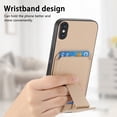 thumbnail image 5 of Magnetic Carbon Fiber Case for iPhone XS / iPhone X with Holder Kickstand, Fiber Texture Wallet Phone Case with Card Holder Durable Military Grade Protection Cover for iPhone XS / iPhone X, Khaki, 5 of 10