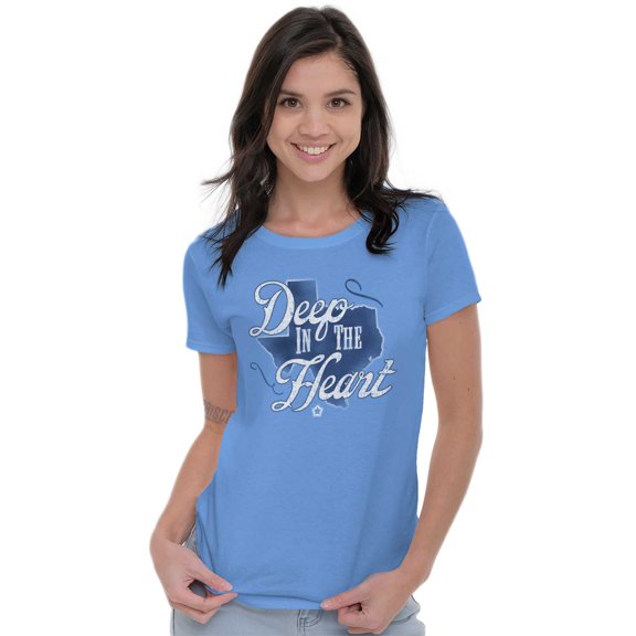 Texas Deep in the Heart Cute TX Women's T Shirt Ladies Tee Brisco Brands S