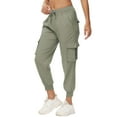 thumbnail image 4 of Kvture Women's Lightweight Hiking Cargo Pants Outdoor Quick Dry Casual Travel Sweatpants Joggers Elastic Waist Button Pockets Green M, 4 of 8