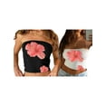 thumbnail image 3 of Rdhnmea Women's Tube Tops Floral Print Boat Neck Bandeau Tanks Backless Shirts Strapless Summer Tank Tops Sleeveless Blouse, 3 of 8