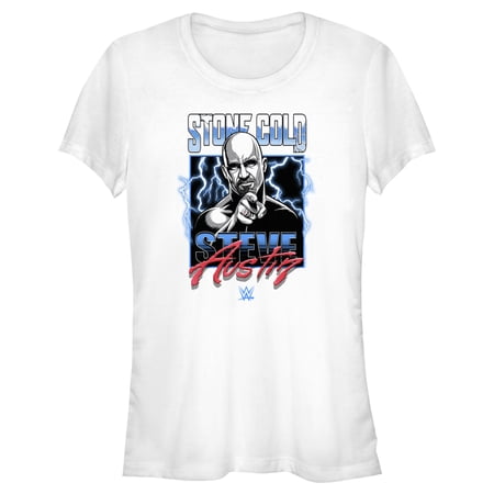 Junior s WWE Stone Cold Steve Austin Lightning Graphic Tee White X Large