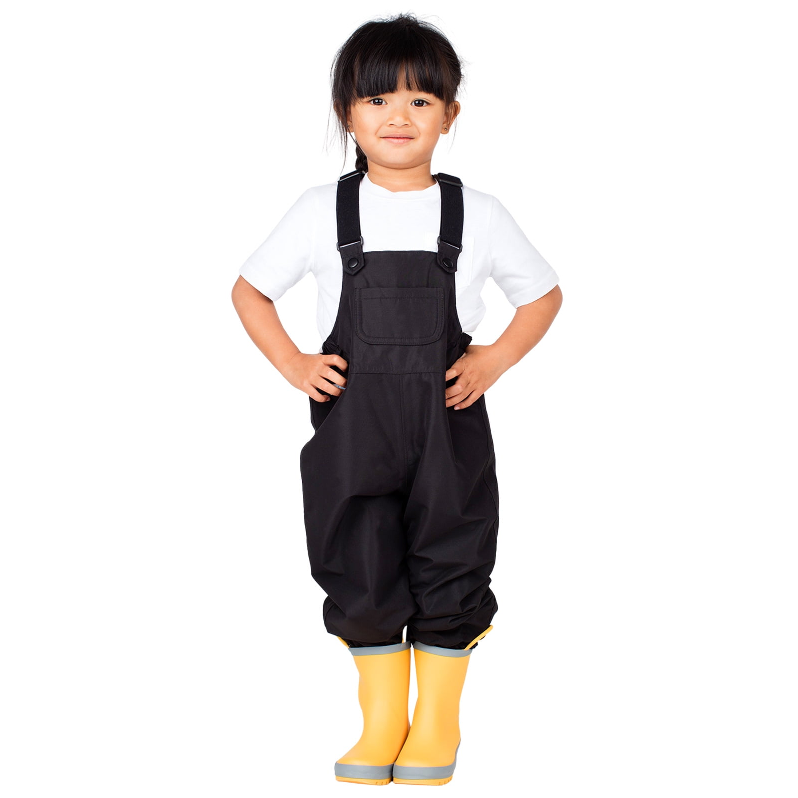 JAN & JUL Toddler Snow Pants, Waterproof Overalls for Girls Boys (Black