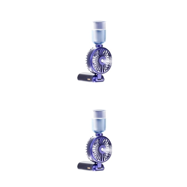 Advancent Ventilador portátil Pantalla de alimentación Pantalla LED Funcionamiento silencioso 5 Interruptor de botón de engranaje Motor sin Púrpura 5000mAh 2Conjunto