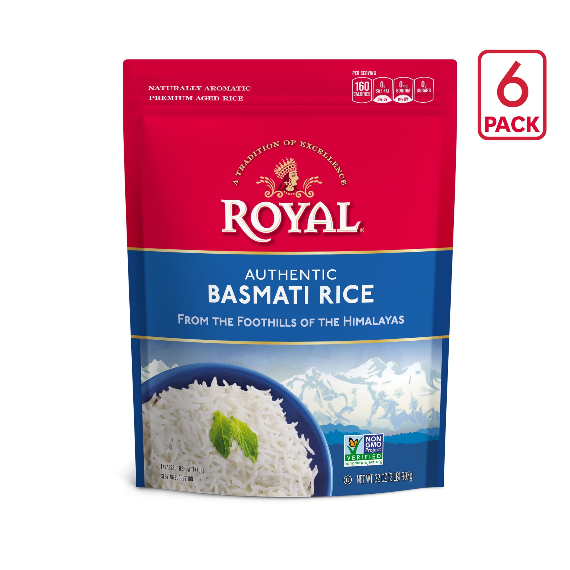 Royal White Basmati Rice, 6 Pack of 2 Lb Bags / 12lbs Total Walmart