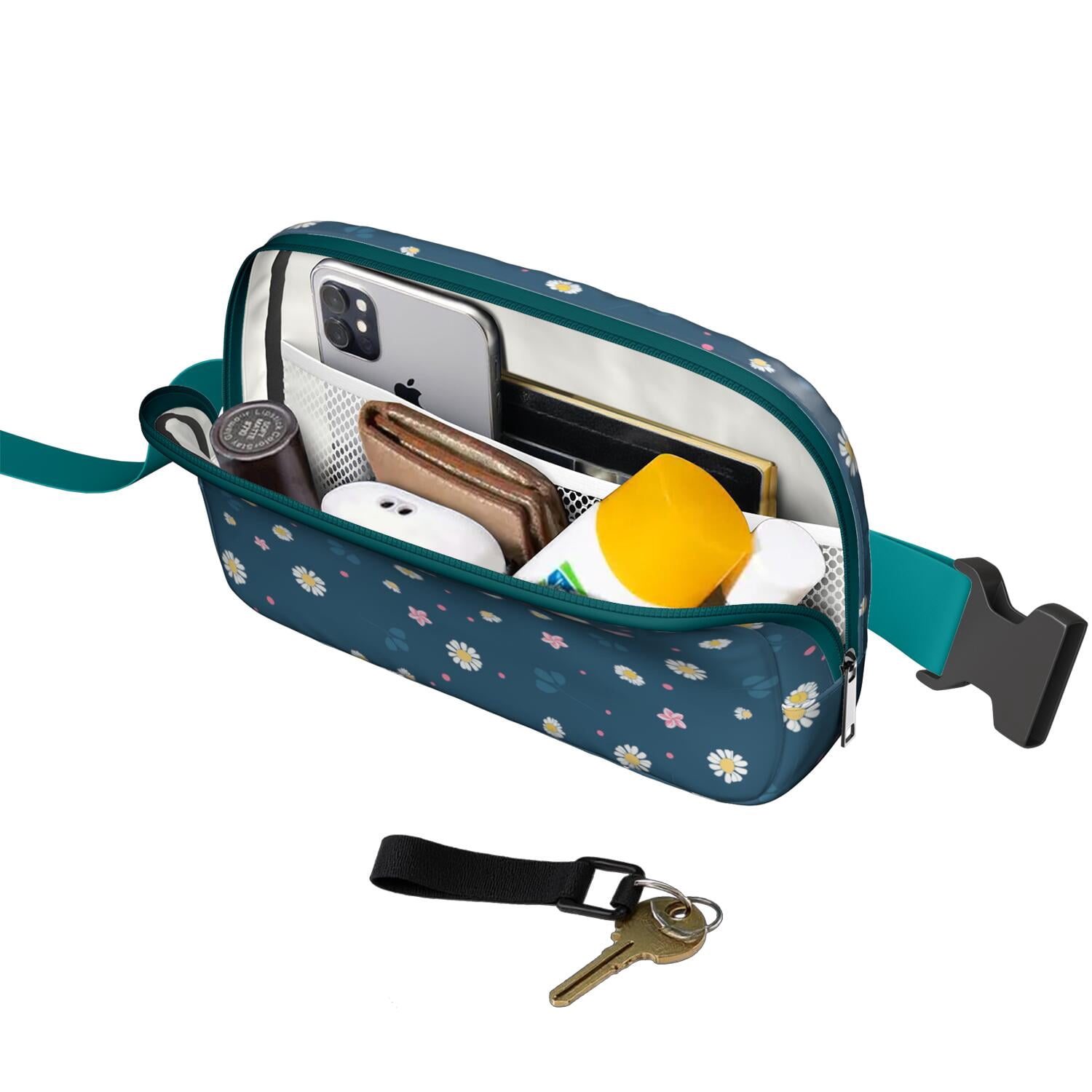 Spring Daisy Fanny Pack – Vintage Boho Flower Waist Bag with Cute Yellow Floral Print for Seasonal Festivals & Travel