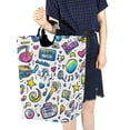 thumbnail image 4 of Yayeee Freestanding Laundry Hamper with Handle Collapsible Large Storage Basket for Clothes, Blue Doodle Pattern, 4 of 7