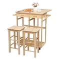 thumbnail image 7 of VINGLI Portable Kitchen Islands with 2 Square Stools, Pine Burlywood, 32.09 in, 7 of 7