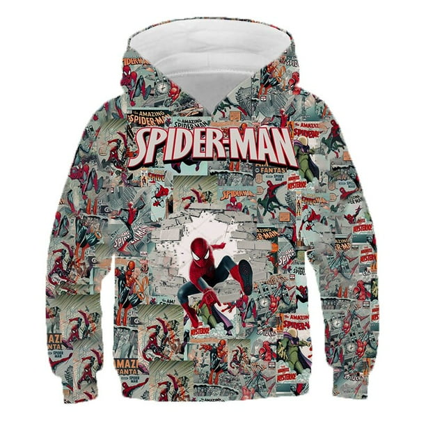 Sudaderas con capucha de Spiderman de Marvel para ninos sudadera de manga larga con estampado de dibujos animados para bebes abrigos de primavera y otono de 1 a 14 anos 13T zhangyuxiang