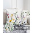 thumbnail image 3 of Waterproof Outdoor Throw Pillows with Inserts 18"x18" Set of 2, Botanical Floral Soft Decorative Pillowcases for Couch Bedroom, Farmhouse Watercolor Floral Pillow Covers for Sofa Living Room, 3 of 8