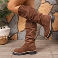 thumbnail image 6 of Knee High Boots for Women Wide Calf Chunky Block Heel Long Boot Round Toe Side Zipper Riding Fashion Motorcycle Boot Comfortable Low Heel Casual Vintage Fall Tall Platform Boots Shoes, 6 of 6