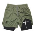 thumbnail image 4 of Cross Print 2 in 1 Performance Shorts for Men Gym Workout Running Shorts with Phone Pocket Towel Loop Sports Athletic Activewear black XL, 4 of 6