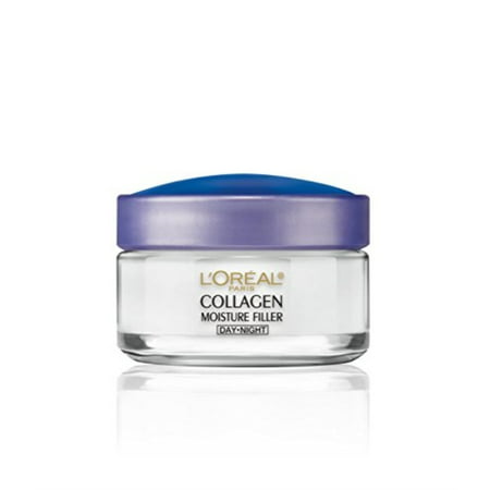 collagen face moisturizer by l'oreal paris, anti-aging day cream and night cream to smooth wrinkles, lightweight, non-greasy facial cream, 1.7