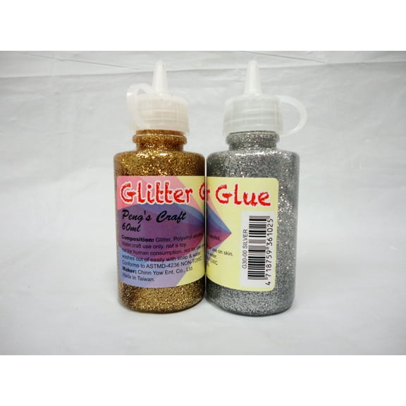 Peng's Craft Glitter Glue Bottle DIY Crafts, Invitations, Scrapbooking, non-toxic; GOLD; 6 COUNTS