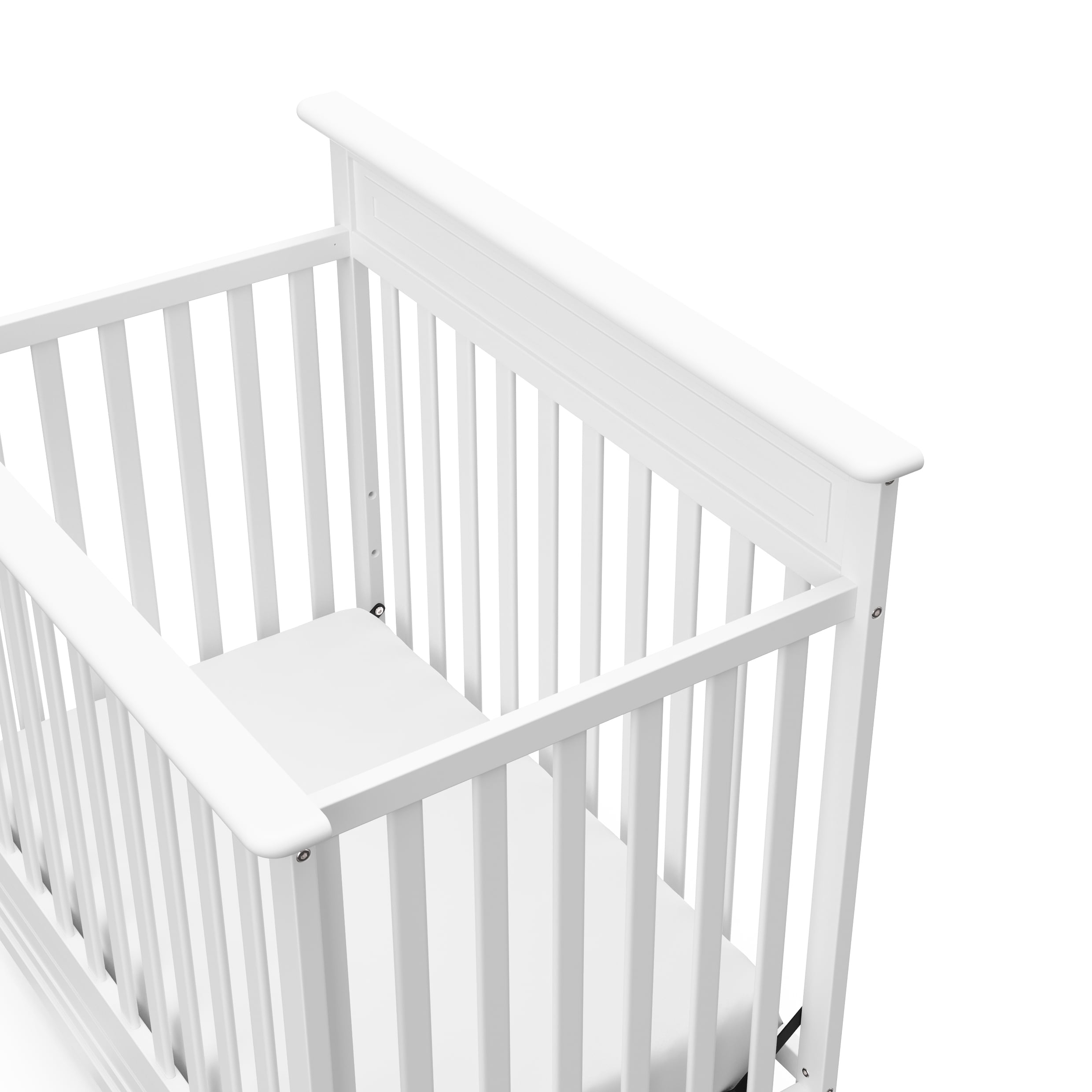 Storkcraft Petal Mini 4-in-1 Convertible Baby Crib with Mattress, White