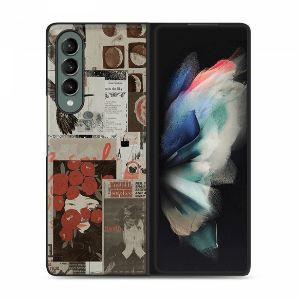 For Samsung Galaxy Z Fold 4 Leather Case Colorful Stitch Slim Hard PC Anti-Scratch Shockproof Protection Folding Hard Case