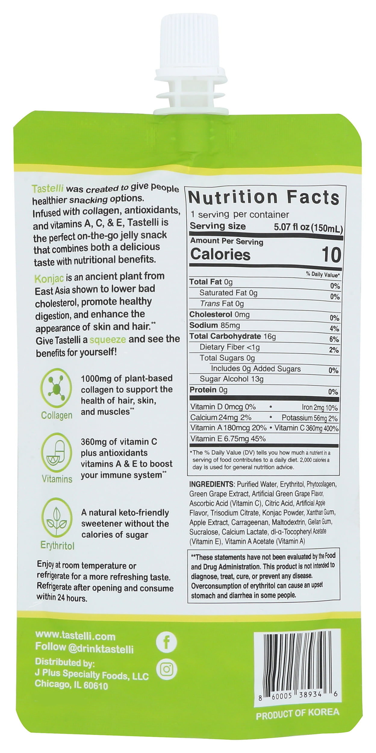 (Pack of 10), Tastelli Jelly Apple Green Grape, 5.07 fl oz