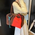thumbnail image 4 of Retro Faux Suedes Leather Large Capacity Shoulder Bag with Purse for Women Commuters Elegant Zippered Underarm Handbag brown, 4 of 5