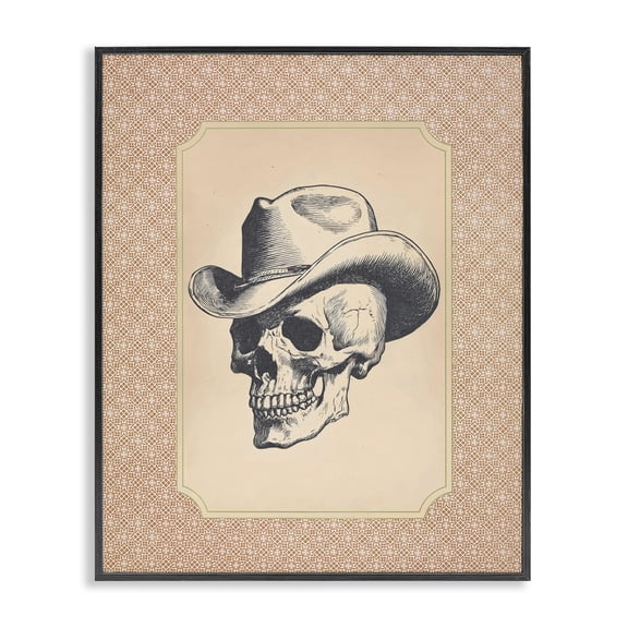 Vintage Cowboy Skull Black Framed Giclee Art, design by Arlington Prints