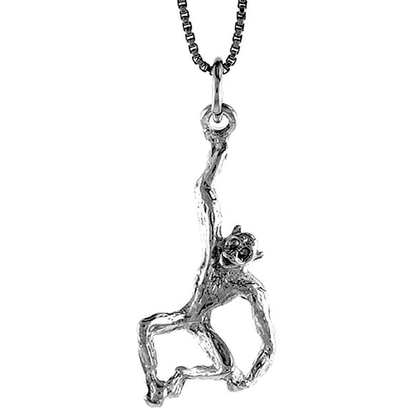 925 Sterling Silver Monkey Animal Charm Pendant 27mm