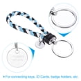 thumbnail image 3 of Braided Leather Keychain with Stainless Steel Key Ring Sleeve, PU Woven Wristlet Lanyard, Black White Sky Blue, 3 of 5