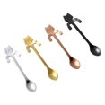 thumbnail image 2 of 4 Pieces Cat Spoon Coffee Tea Spoon Set, Stainless Steel Hanging Cup Teaspoons Mini Long Cute Kitten Stirring Spoon, 2 of 5