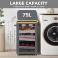 thumbnail image 3 of Slim Laundry Basket with Wheels and Lid, 75L Rolling Dirty Clothes Hamper for Dorm Bathroom, Large Laundry Hamper with Bamboo Frame Removable Bag, 17" x 9.8" x 29.5", Gray, 3 of 4