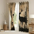 thumbnail image 3 of Manfei Rustic Farmhouse Cabin Black Out Curtains, Jungle Deer Animal Curtains Pack of 2 (42x63 Each), Brown Wooden Plank Bedroom Curtains, Living Room Curtains Decor, 3 of 6