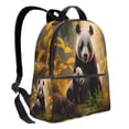 thumbnail image 2 of Lsque Forest Panda Pattern Backpack – School Travel Canvas Daypack with Ergonomic Padded Straps, Multiple Compartments & Leather Handle, 2 of 5