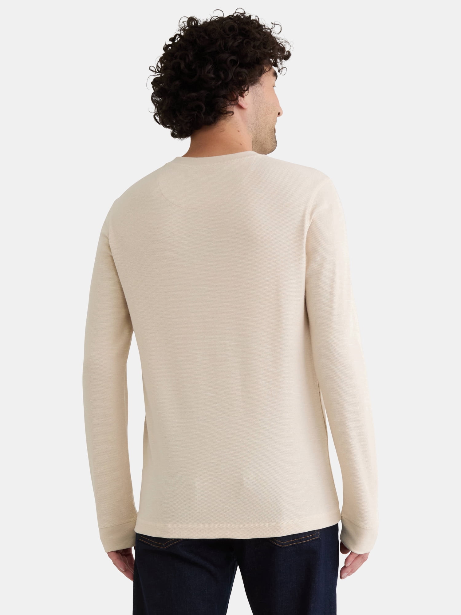 George Men's Relaxed Fit Thermal Henley Shirt with Long Sleeves, Sizes S-3XLT
