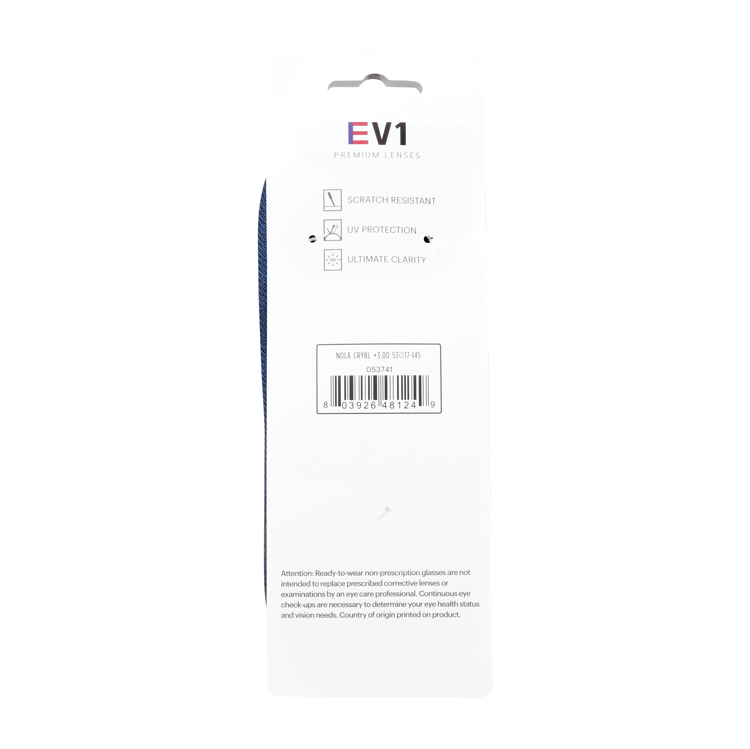 EV1 Nola Crystal Blue +3.00 Reading Glasses with Case