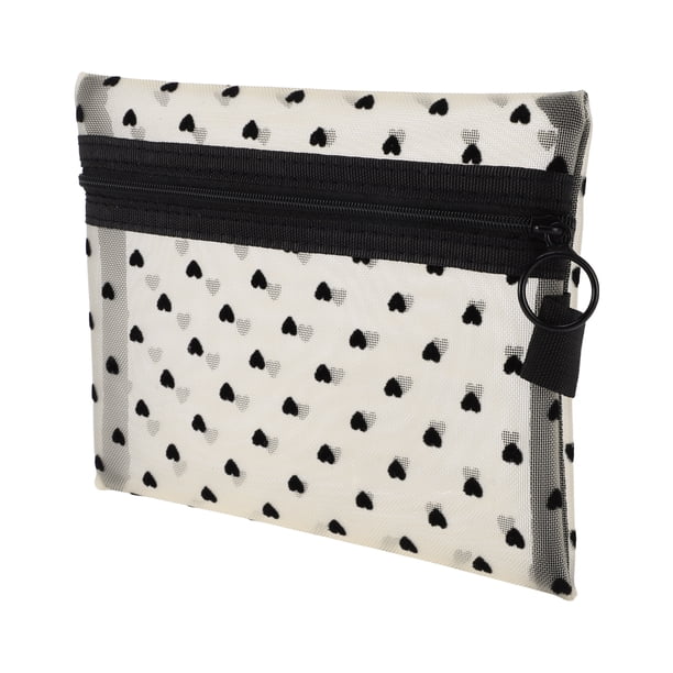 1 Pc Bolsa de Cosméticos de Malla con Corazón para Mujeres para Actividades al Aire Libre, Viajes de Negocios, Nylon Beige-Medio