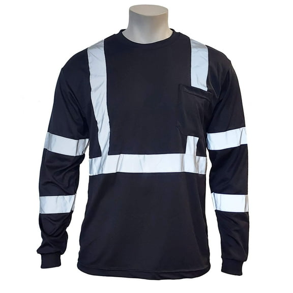 High Visibility Safety Long Sleeve T-Shirt – Reflective Workwear with Front Pocket