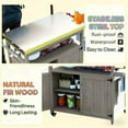 thumbnail image 5 of Deck Box Storage Cabinets with Stainless Steel Top,Outdoor Grill Cart,Solid Wood Outdoor Kitchen Island with Wheels,Outdoor Storage Box, 5 of 7