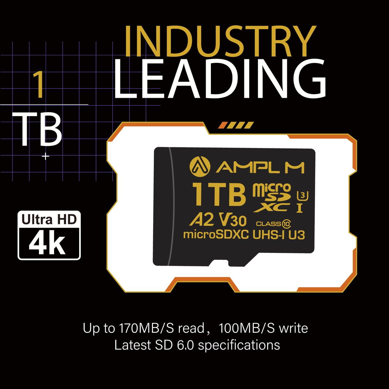 Amplim 1TB Micro SD Card - High Speed MicroSD for Camera, MicroSDXC Memory Card for Switch, Mini SDXC with Adapter, A2 U3 Class 10 for GoPro, Phone, Tablet Video