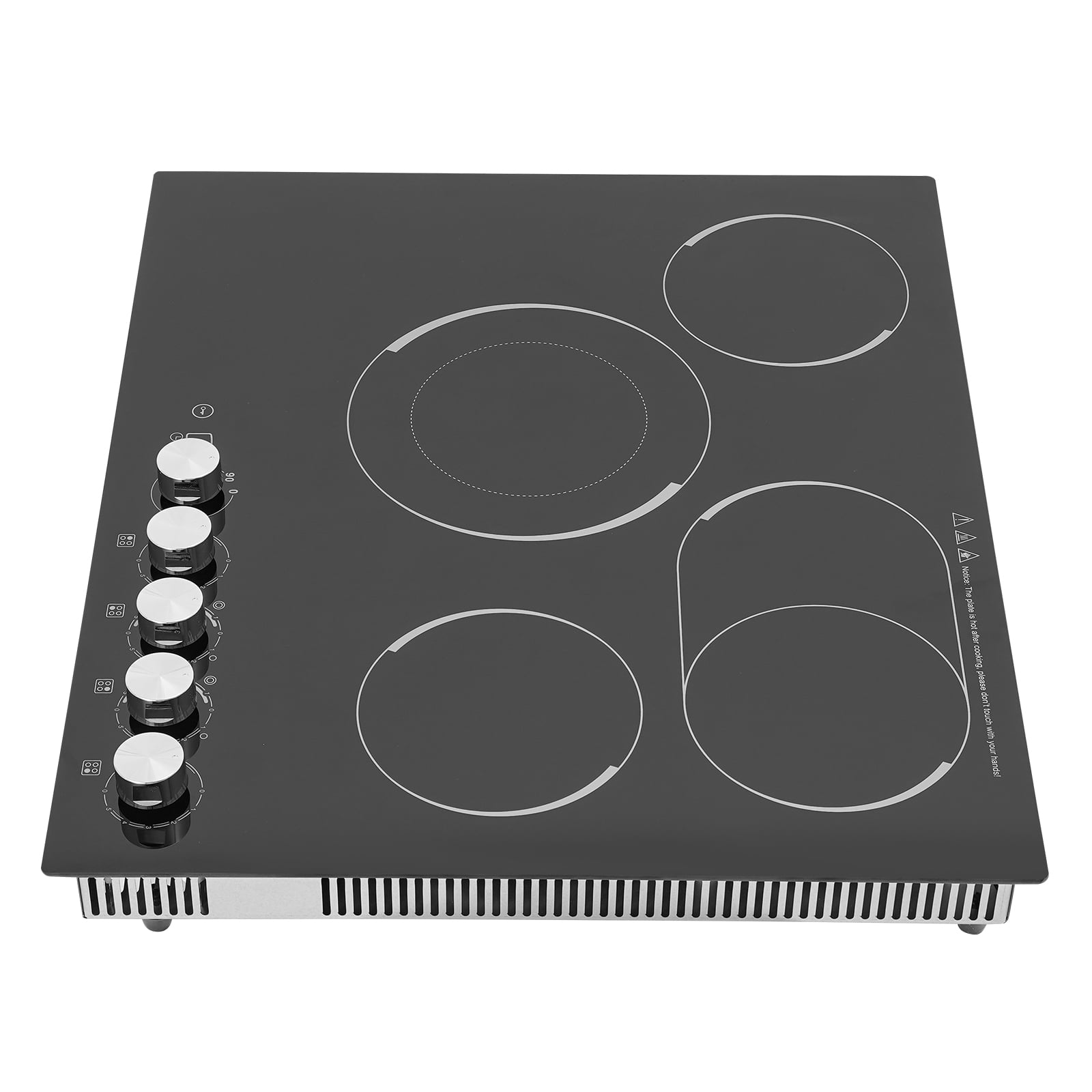 24 Inch Electric Cooktop ,4 Burners Drop-in Ceramic Cooktop with 90Min Timer Knob Control, 5 Power Levels Ceramic Cook Top 110V Electric Stove
