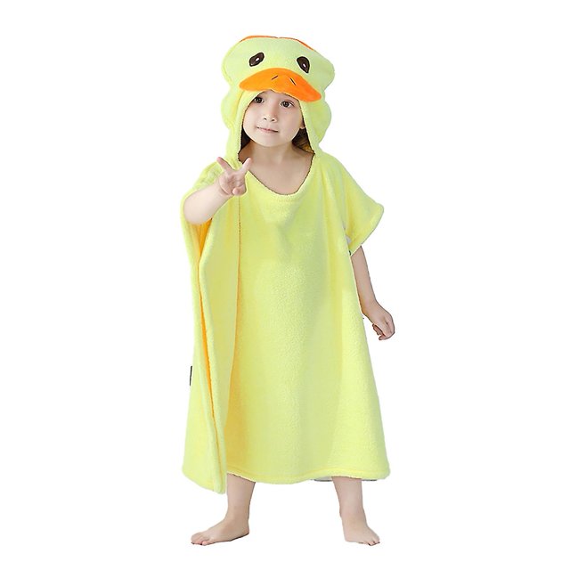 Toalla de baño con forma de dibujos animados para niños, forro polar Coral, amigable con la piel, suministros de toallas de baño con capucha para el hogar
