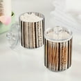 thumbnail image 2 of Yayeee 2 Pack Qtip Holder Bathroom Cotton Swab Canister with Lid Clear Dispenser Set, Brown Abstract Stripes, 2 of 6