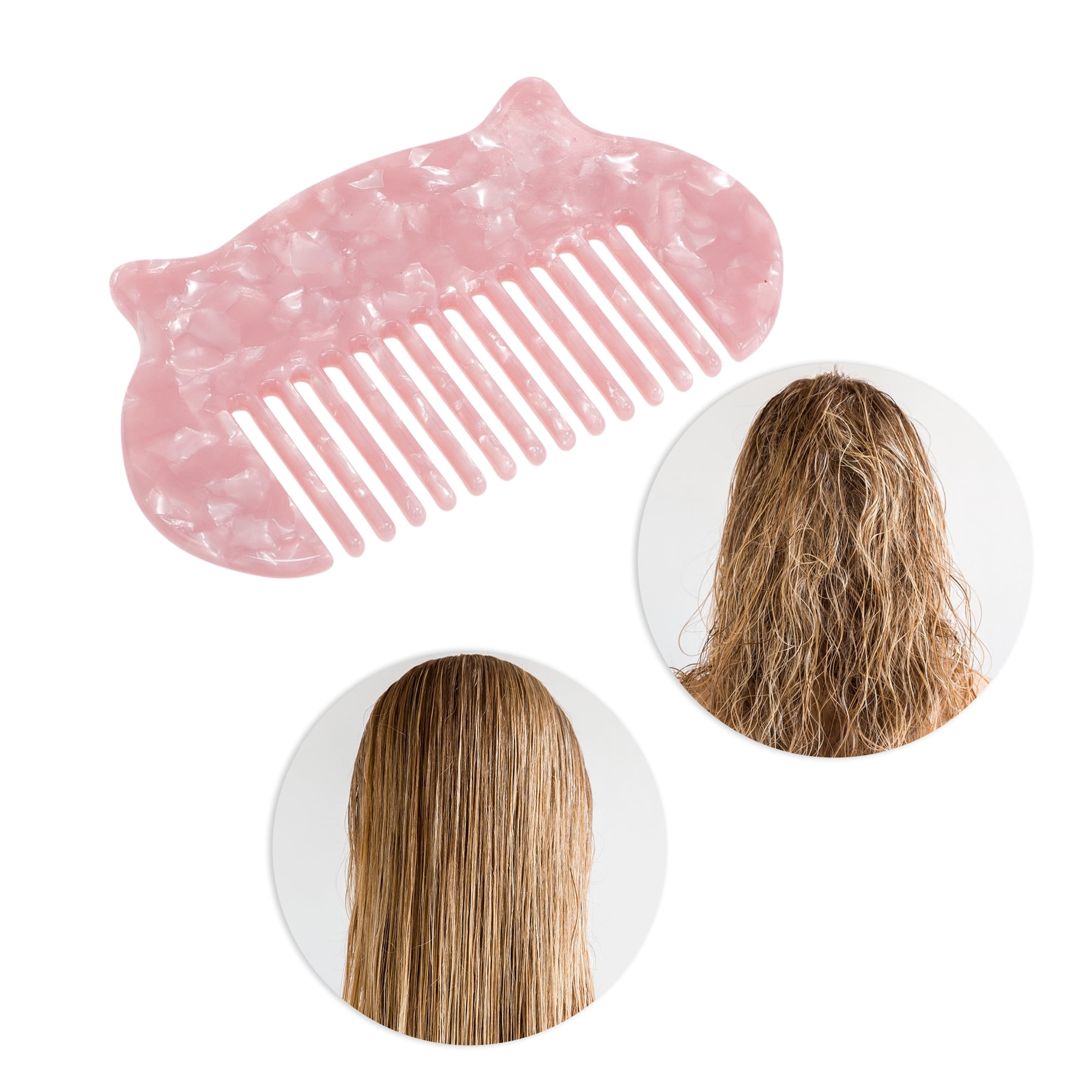 Unique Bargains 1 Pc Women Cat Ear Hair Comb for All Hair Types Cherry Blossom Pink